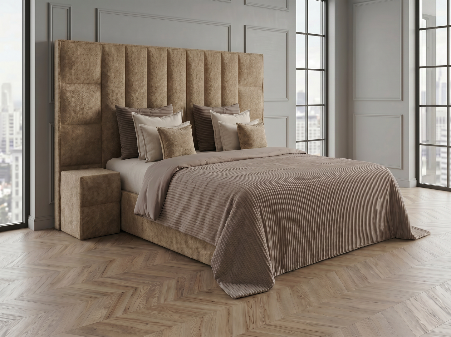 Celesté Bed 140x200 cm – Warme Taupe / Zandtaupe