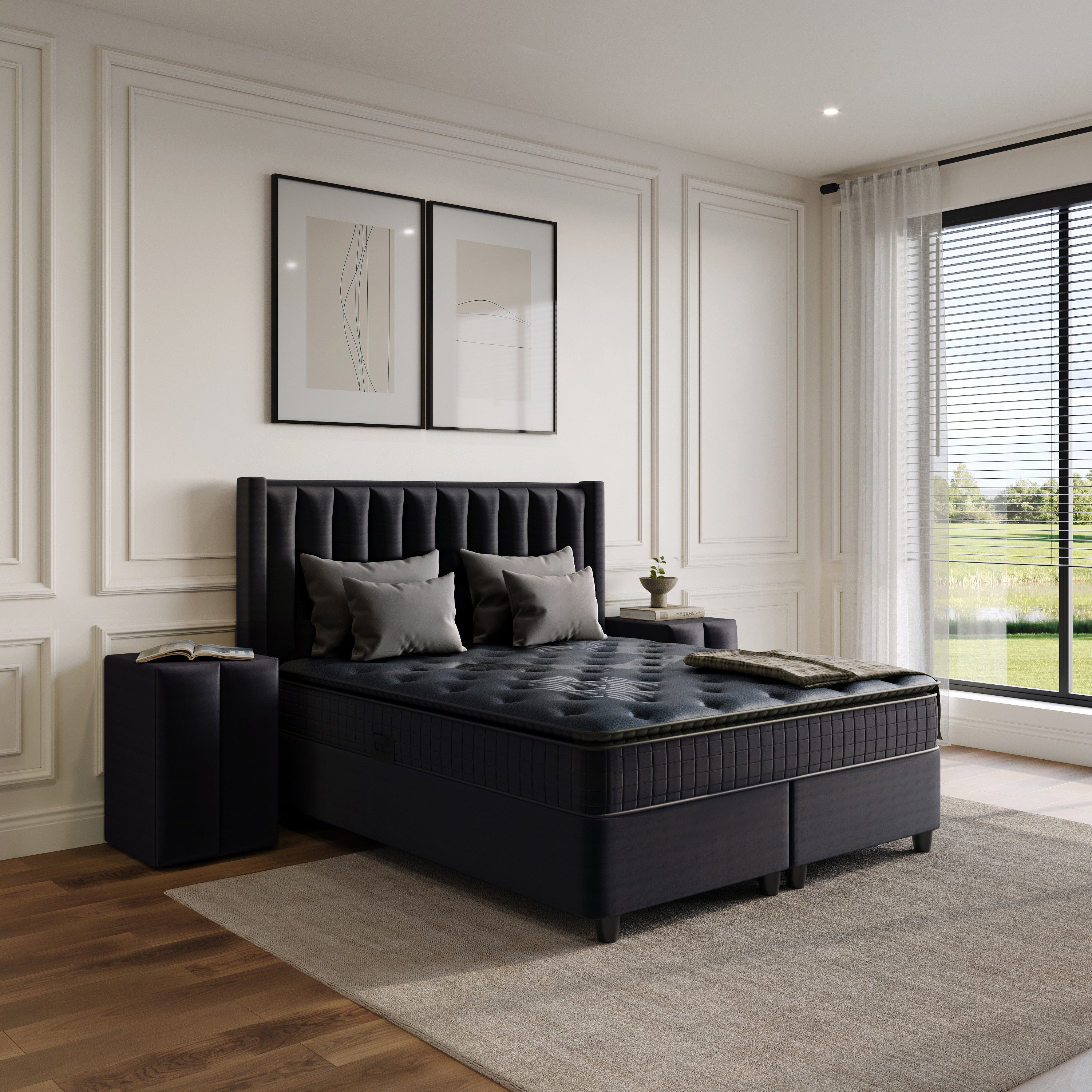 Opbergboxspring Blackpearl Antraciet 180x220