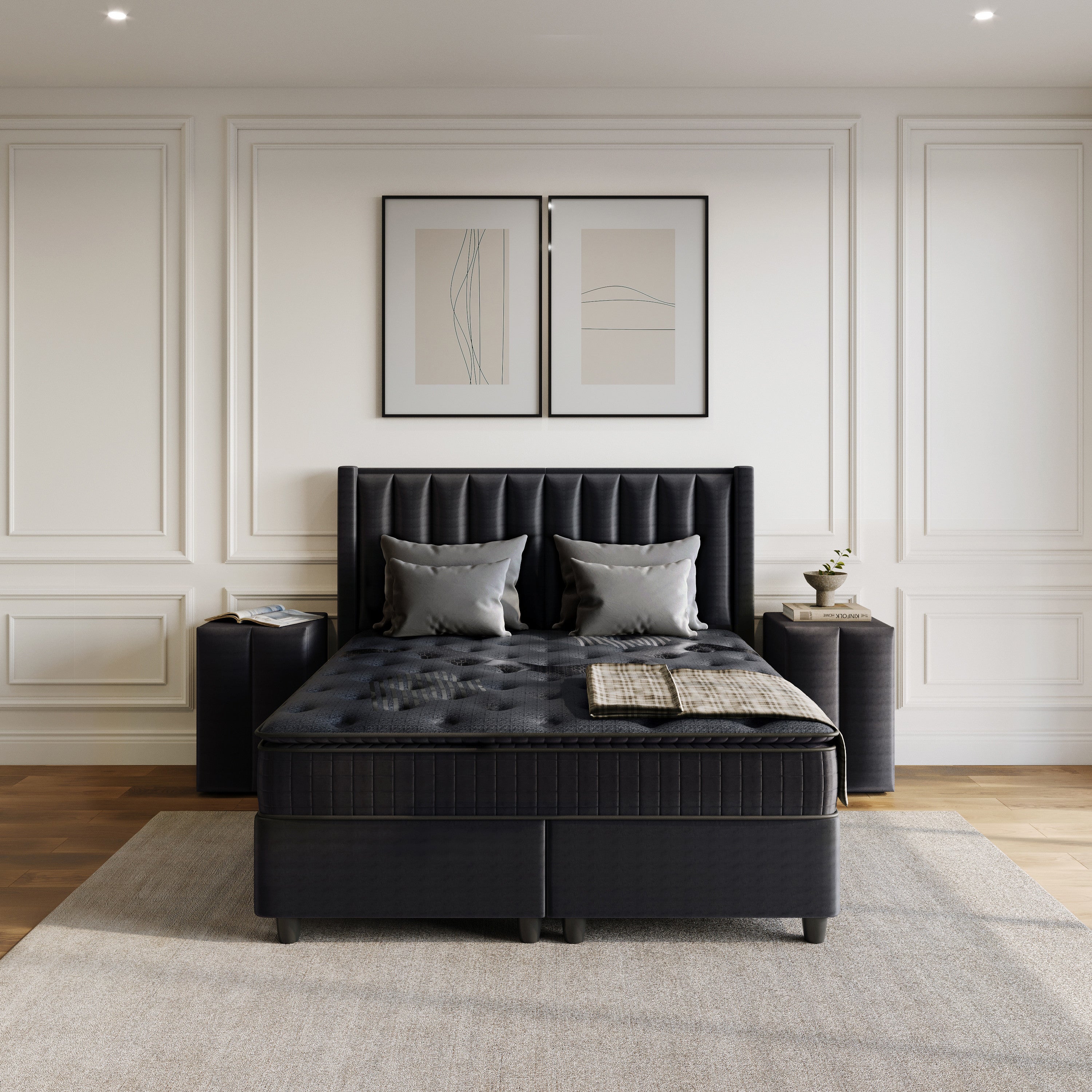 Opbergboxspring Blackpearl Antraciet 180x220