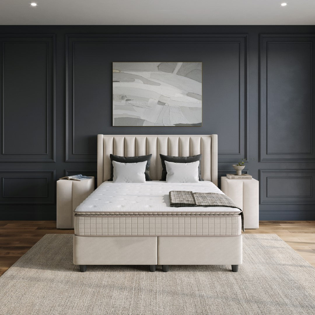 Opbergboxspring Miami Kunstleer Beige 160x200