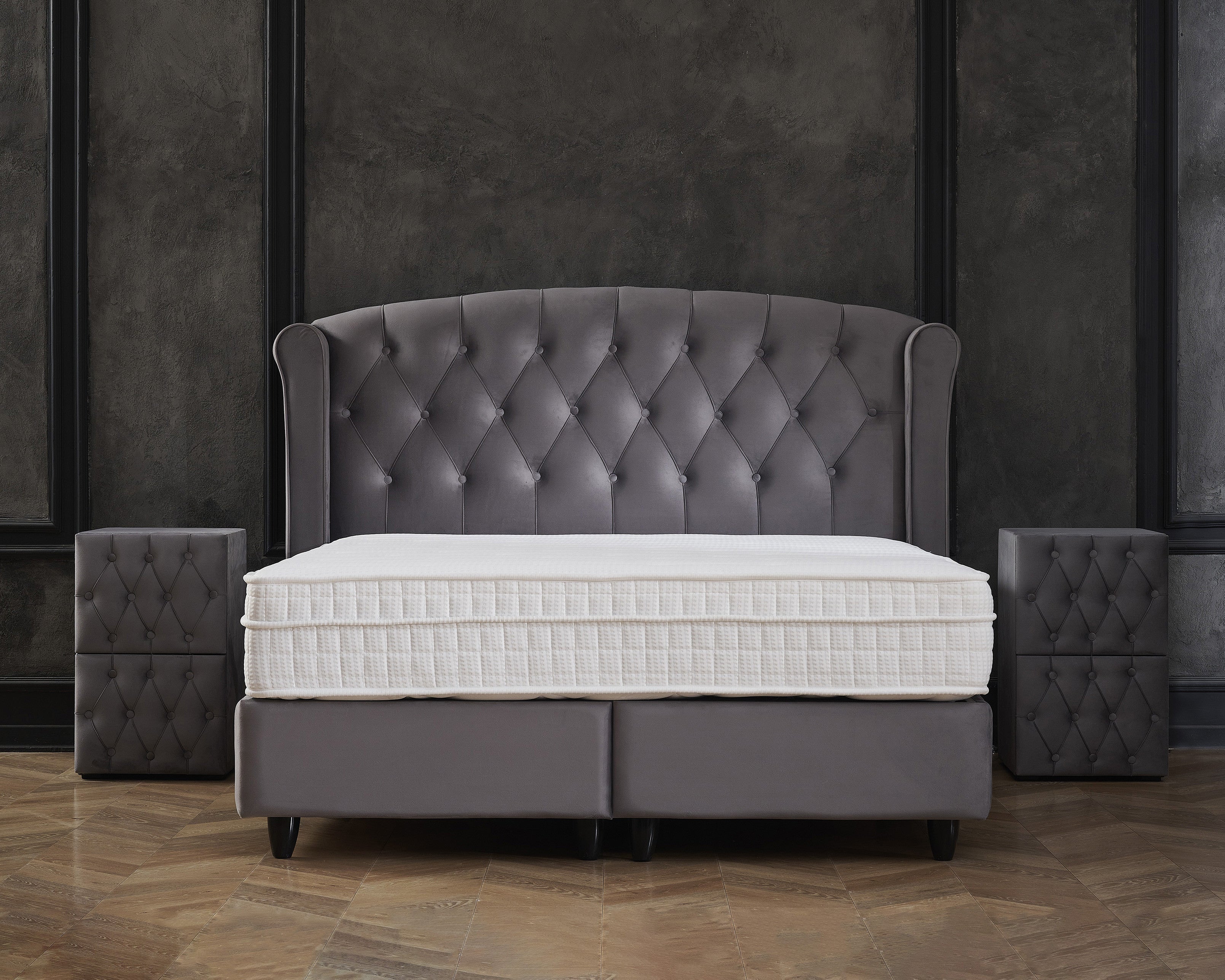 Opbergboxspring Aurora Velvet Antraciet 140x200