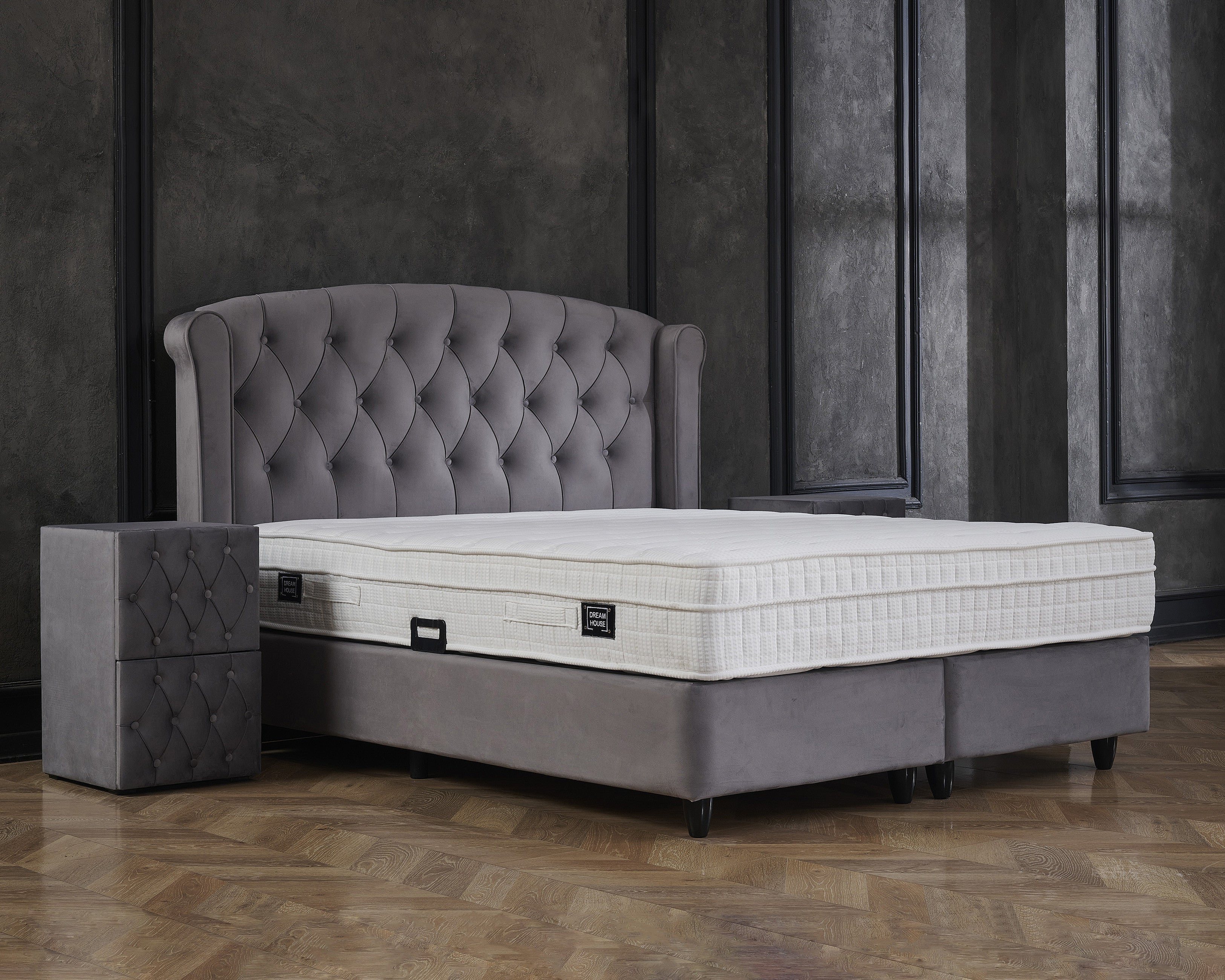 Opbergboxspring Aurora Velvet Antraciet 140x200
