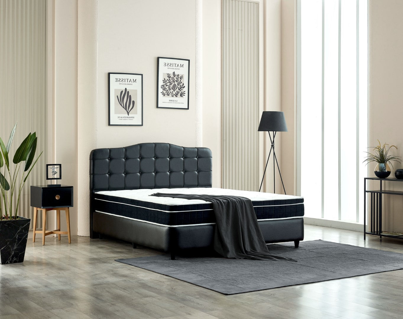 Opbergboxspring Marrakech Kunstleer Zwart 180x200