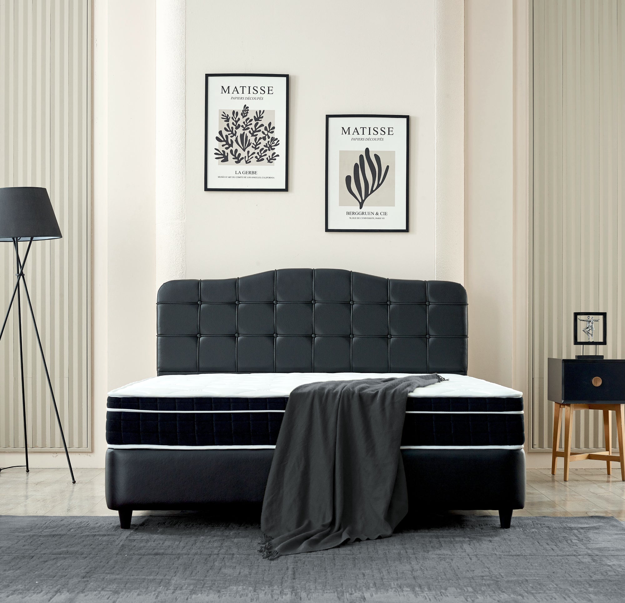 Opbergboxspring Marrakech Kunstleer Zwart 140x200