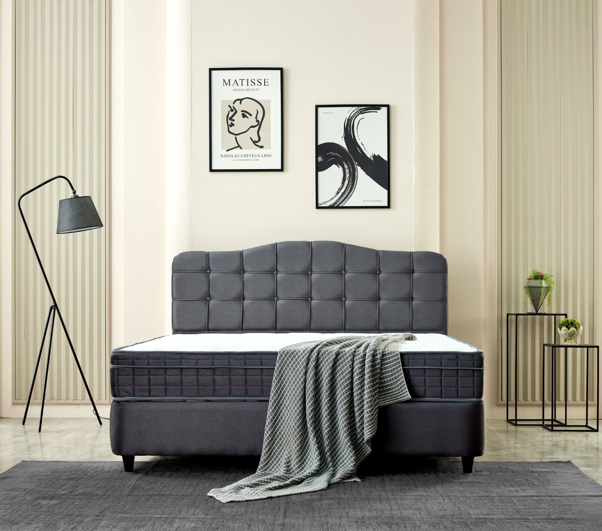 Opbergboxspring Marrakech Velvet Antraciet 140x200
