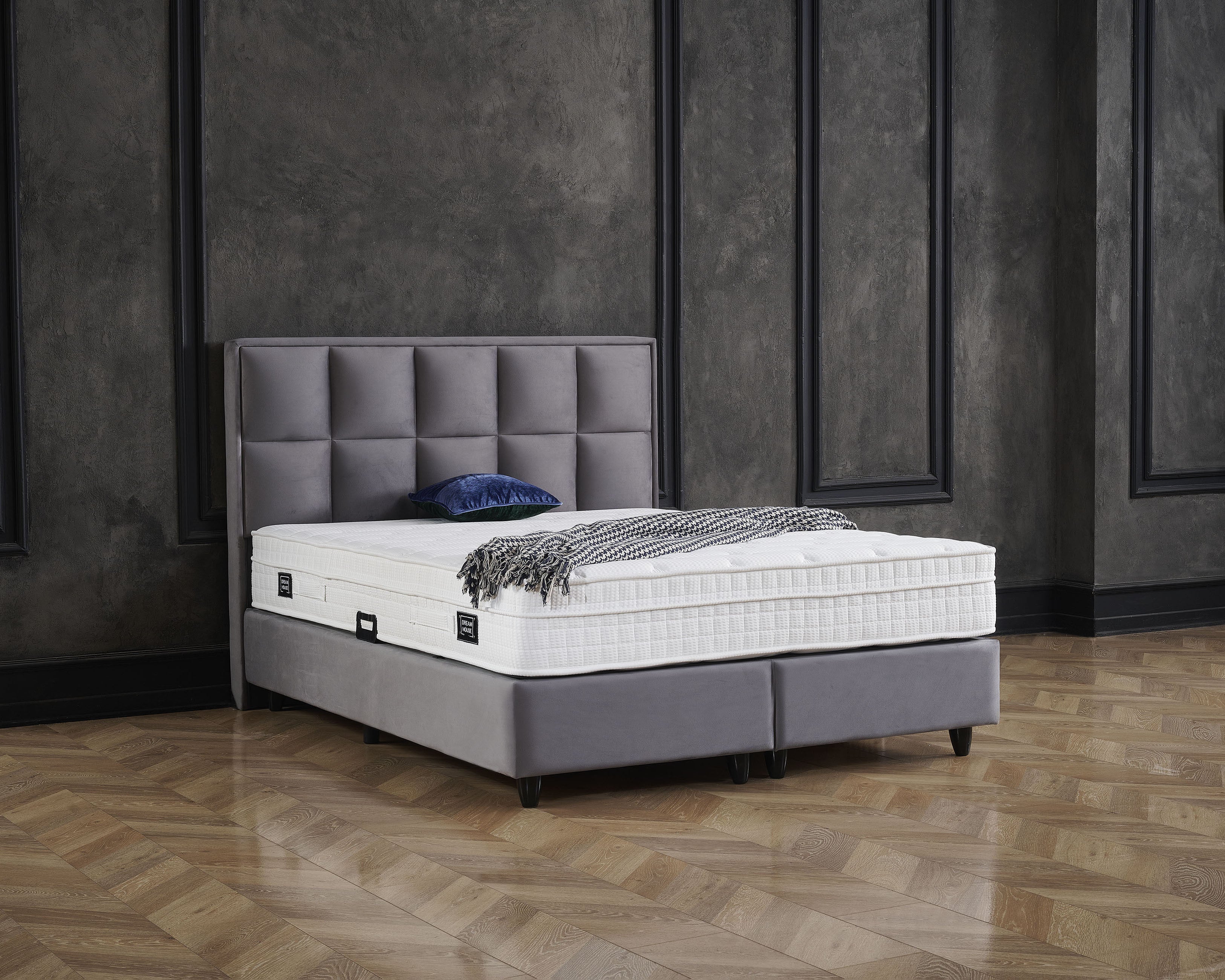 Opbergboxspring Miami Velvet Antraciet 140x200