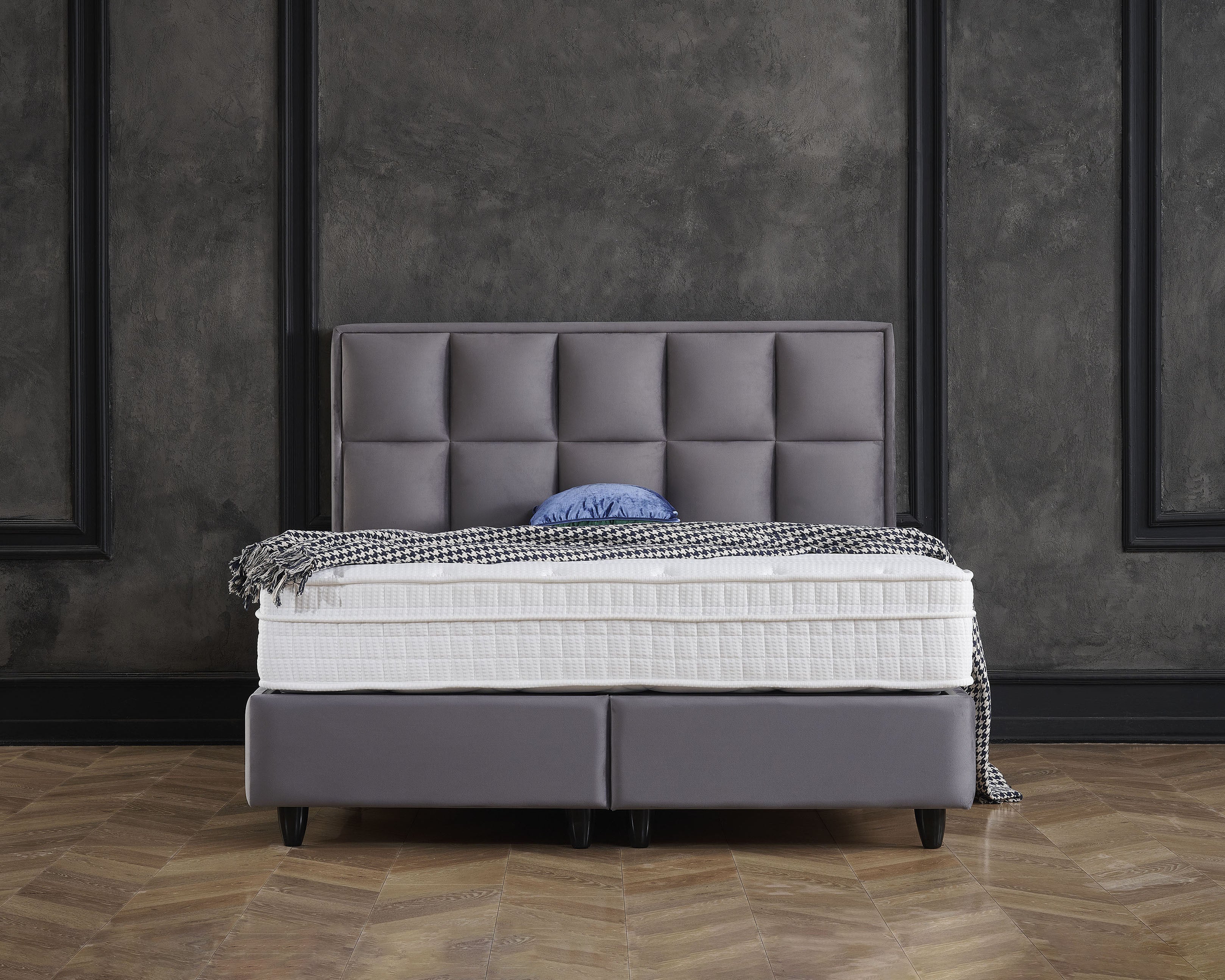 Opbergboxspring Miami Velvet Antraciet 140x200