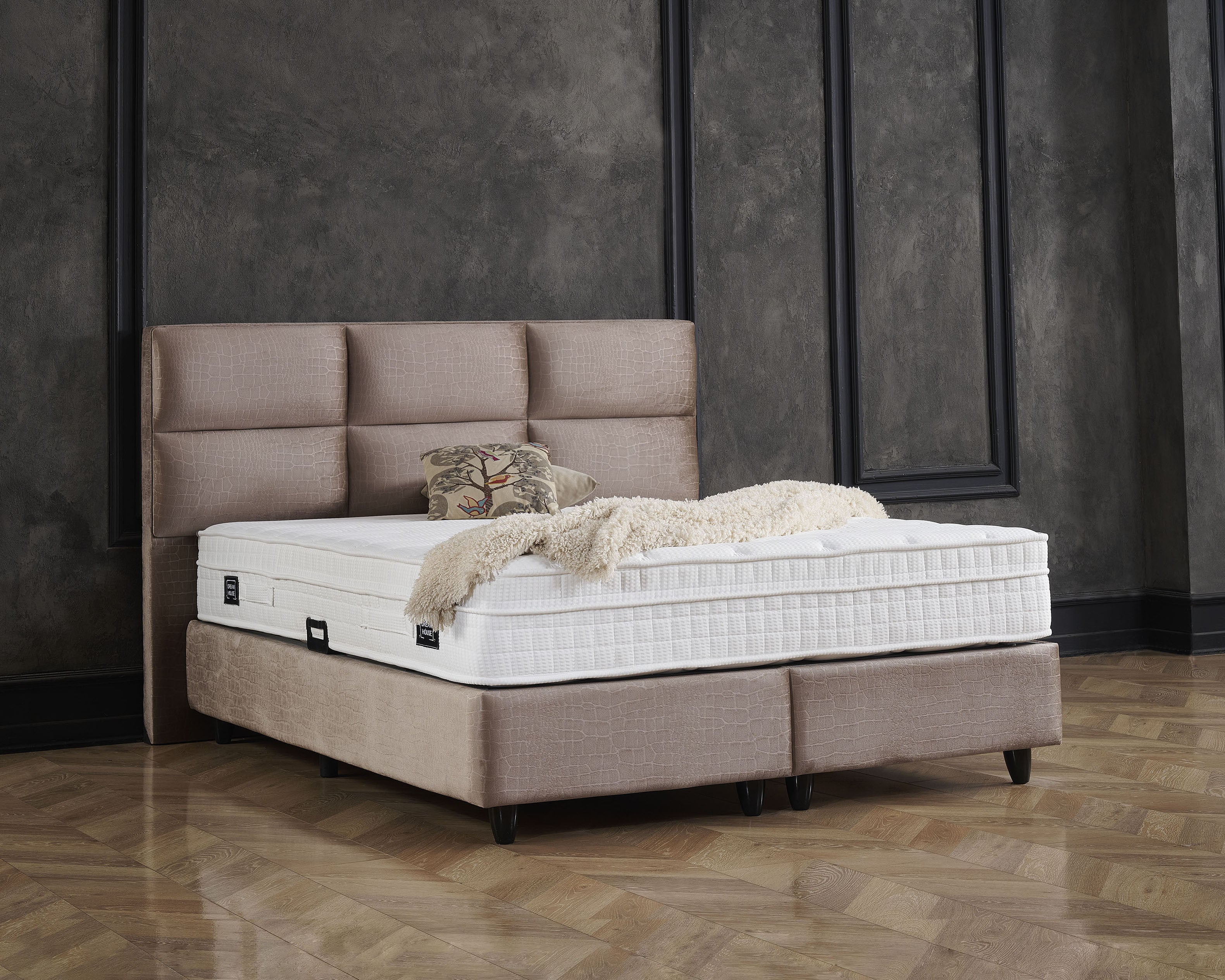 Opbergboxspring Mississippi Taupe 160x200