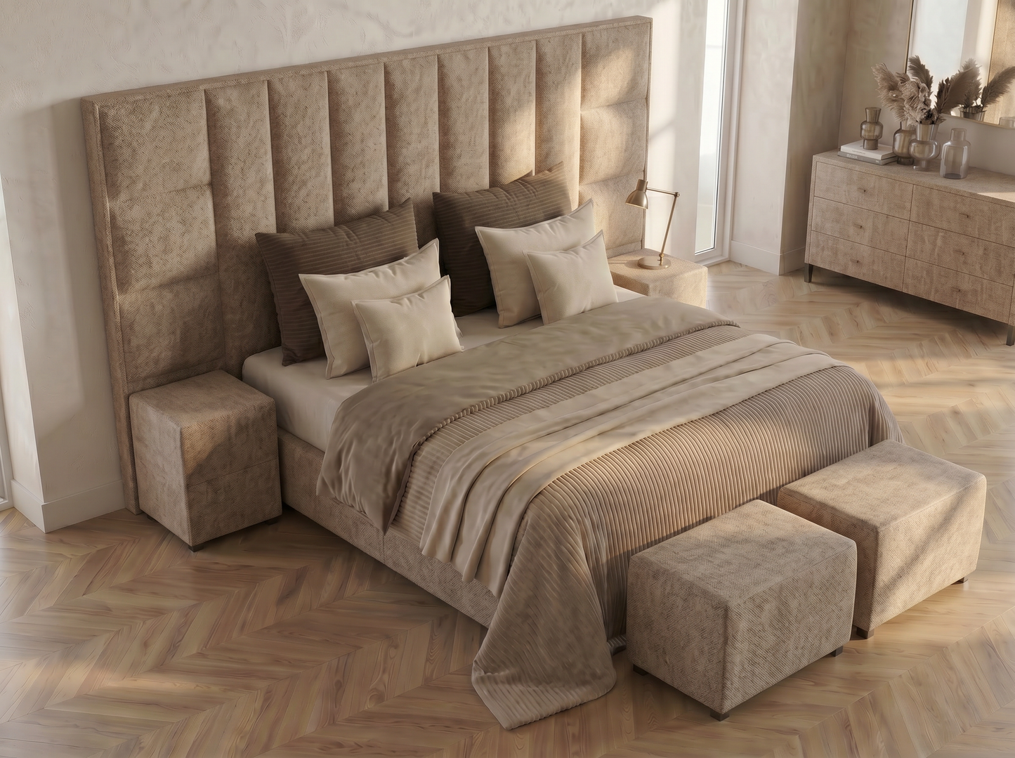 Celesté Bed 160x200 cm – Warme Taupe / Zandtaupe